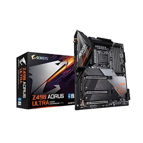 GIGABYTE Z490 AORUS ULTRA LGA 1200 Intel Z490 ATX Motherboard with Triple M.2, SATA 6Gb/s, USB 3.2 Gen 2, WIFI 6, 2.5 GbE LAN image