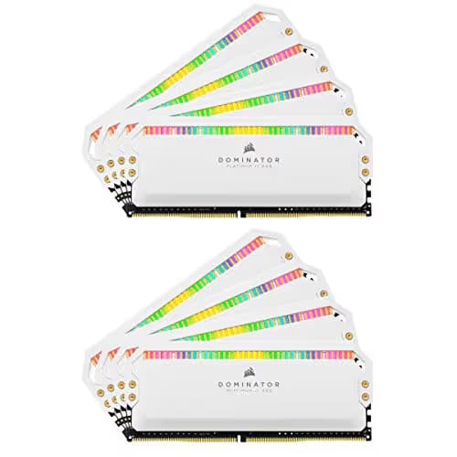 Corsair Dominator Platinum RGB 128GB (8x16GB) DDR4 3200MHz C16 1.35V DIMM (XMP 2.0) White Heatspreaders Desktop PC Gaming Memory image