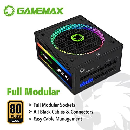 GAMEMAX 750W RGB Power Supply, 80 Plus Gold, Fully Modular, RGB-750 image