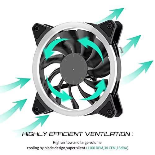 RGB Case Fans 3 Pack, GIM 3In1 Kit LED(366 Modes with Controller and Remote) PC Computer Case 120mm Fan RGB, Reinforced Quiet Fan Blade Design, Adjustable Colorful Cooling Cooler image