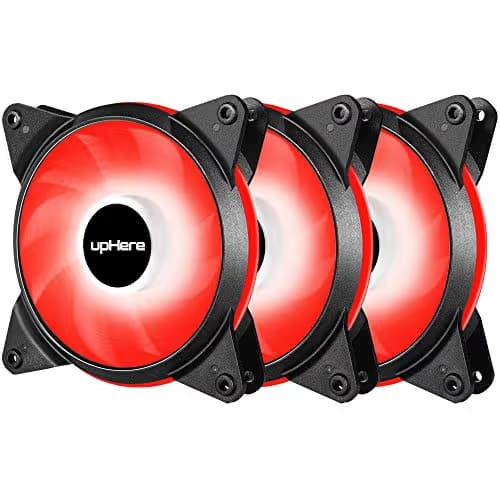 upHere 3-Pack 120mm 3-Pin High Airflow Quiet Edition Red LED Case Fan for PC Cases, CPU Coolers, and Radiators T3RD3-3 image