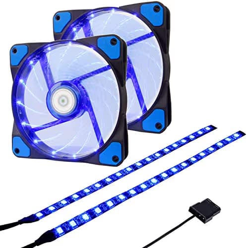 DS Blue PC Lighting 120mm Fan 2 Pack with LED Strip image