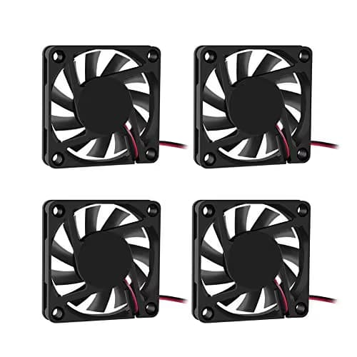 Dorhea Fan 60x60x10 mm DC 12V 6010 Brushless Cooling Fan, Replacement Ball Bearing 60mm Fan for Cooling DIY PC Computer Case Fan - 2 Pin Case Fan (Pack of 4Pcs) image