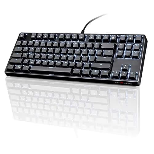 VELOCIFIRE TKL02 Mechanical Keyboard TKL 87 Key Tenkeyless Ergonomic with Quiet Brown Switches, and White LED Backlit for Copywriters, Typists and Programmers main image