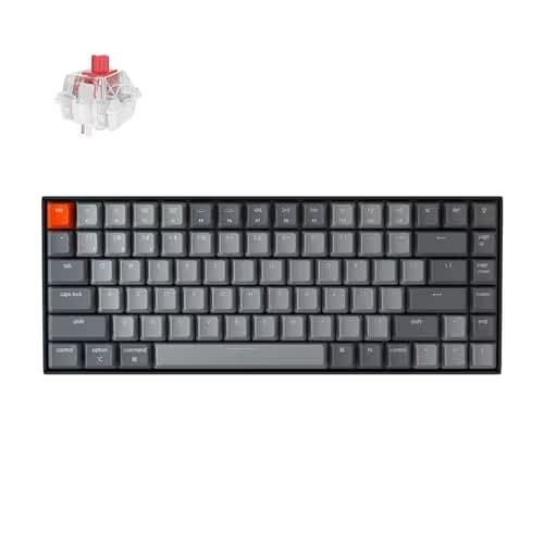 Keychron K2 Bluetooth Mechanical Keyboard with Gateron Red Switch/White LED Backlit/USB C/Anti Ghosting/N-Key Rollover/Compact Design, 84 Key Wireless Keyboard for Mac Windows main image