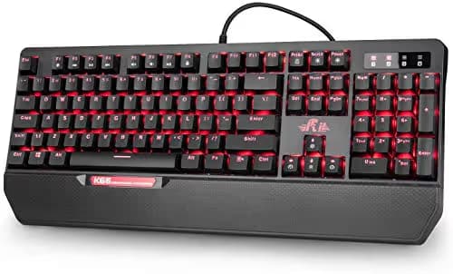 Rii Keyboard Mechanical, Gaming with USB Cable K66, 104 Keys with Red Switches, and LED Backlit,(5 Lights Effects + 3 Macros), Anti-Ghosting Programmable Gaming Keyboard image