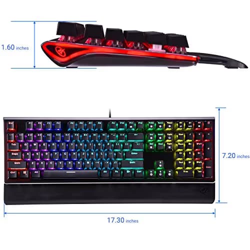 ROSEWILL Mechanical Gaming Keyboard, RGB Backlit Clicky Computer Mechanical Keyboard for PC, Laptop, Mac, Rainbow LED Modes with Side Backlight & Software Suite for Customization - Blue Switch image