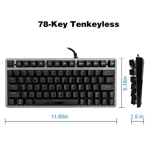 Velocifire Tenkeyless Mechanical Keyboard Mini, 78-Key Compact Ergonomic, Outemu Brown Switches Backlit and Double-Shot ABS Keycaps for Copywriter, Typist and Programmer image