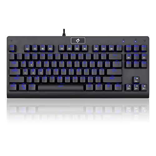 EagleTec KG040 Mechanical Gaming Keyboard Illuminated Blue Switches Cherry MX Equivalent Compact Keyboard Tenkeyless with 87 Keys for Windows PC Gamers (Blue LED Backlit) main image
