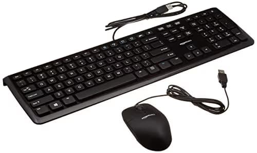 AmazonBasics USB Wired Computer Keyboard and Wired Mouse Bundle Pack image