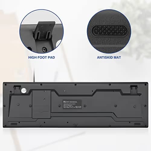 Rii RK907 Ultra-Slim Compact USB Wired Keyboard for Mac and PC,Windows 10/8 / 7 / Vista/XP (Black) image