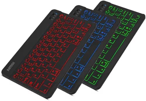 Arteck HB030B Universal Slim Portable Wireless Bluetooth 3.0 7-Colors Backlit Keyboard with Built in Rechargeable Battery, Black main image
