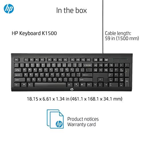 HP Wired USB Keyboard K1500 (Black) (H3C52AA#ABA) image