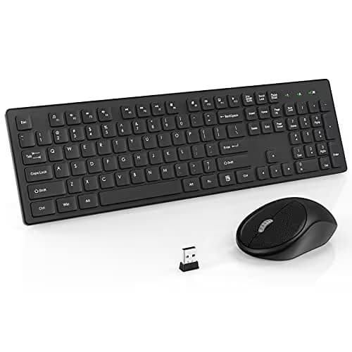 RATEL Wireless Keyboard Mouse Combo, 2.4GHz Slim Full-Sized Silent Wireless Keyboard and Mouse Combo with USB Nano Receiver for Laptop, PC (Black) image