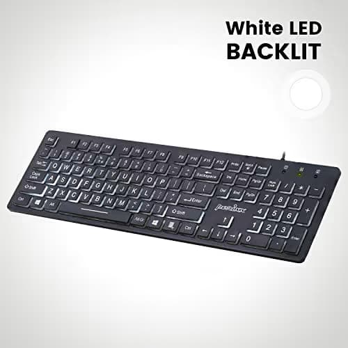 Perixx Periboard-317 Wired Backlit USB Keyboard, Big Print Letter with White Illuminated LED image