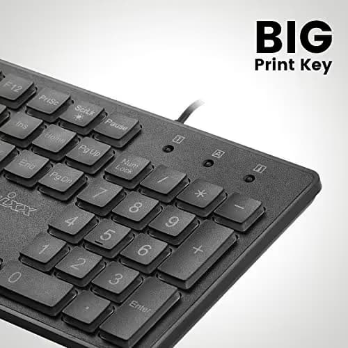 Perixx Periboard-317 Wired Backlit USB Keyboard, Big Print Letter with White Illuminated LED image