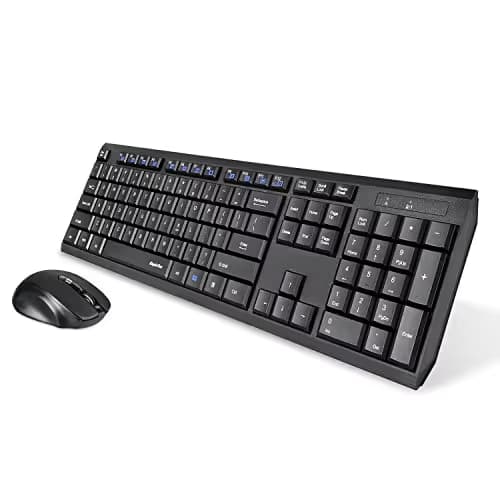 Eagletec K104 Wireless Keyboard and Mouse Combo Slim, Flat & Quiet, Ergonomic Full Size 104 Keys Keyboard & Portable Wireless Mouse for Windows PC (Black Wireless Keyboard & Mouse Set) main image