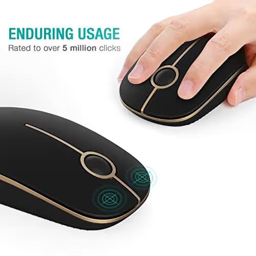 Jelly Comb 2.4G Slim Wireless Mouse with Nano Receiver MS001 (Black and Gold) image