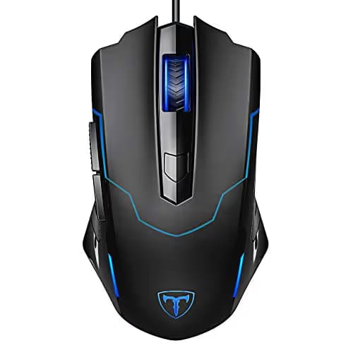 PICTEK Gaming Mouse, Entry-level Ergonomic Optical Computer Mouse for Game & Daily, 800-2400 DPI Adjustable USB Mouse Auto Breathing Wired Mouse for PC Desktop Windows 7/8/10/XP, Vista and Mac, Black image