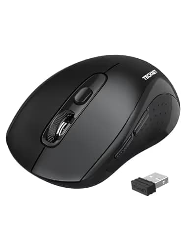 Wireless Mouse TeckNet 2.4G Optical Mouse with USB Nano Receiver for Notebook, PC, Laptop, Computer, 18 Month Battery Life, 3 Adjustable DPI Levels: 2000/1500/1000 DPI (Grey) image