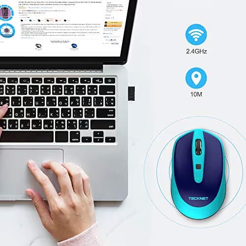 TECKNET Omni Small Portable 2.4G Wireless Optical Mouse with USB Nano Receiver for Laptop Computer, 18 Month Battery Life, 3 Adjustable DPI Levels: 2000/1500/1000 DPI image