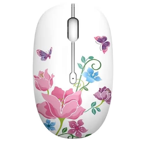 TENMOS M101 Wireless Mouse Cute Silent Computer Mice with USB Receiver, 2.4G Optical Wireless Travel Mouse 1600 DPI Compatible with Laptop, Notebook, PC, Computer (Butterfly) image