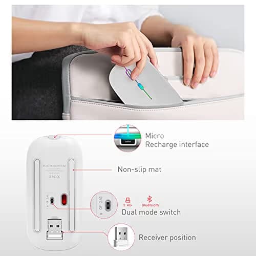 Wireless Mouse for Mac Pro Air Wireless Mouse for MacBook Air MacBook Pro Chromebook Laptop Desktop Computer iMac (Silver) image