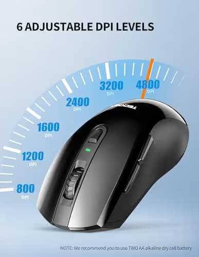 Wireless Mouse, TeckNet Ergonomic 2.4G Wireless Optical Mobile Mouse 4800 DPI with USB Nano Receiver for Laptop, PC, Chromebook, MacBook, Computer image