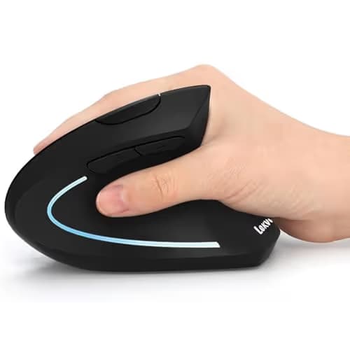 Ergonomic Mouse, Vertical Wireless Mouse - LEKVEY Rechargeable 2.4GHz Optical Vertical Mice : 3 Adjustable DPI 800/1200/1600 Levels 6 Buttons, for Laptop, PC, Computer, Desktop, Notebook etc, Black image