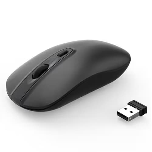 Wireless Computer Mouse, Cimetech Slim Cordless Mouse for Laptop Ergonomic Optical with Nano Receiver USB Mouse for Laptop, Deskbtop, MacBook (BAT Black) image