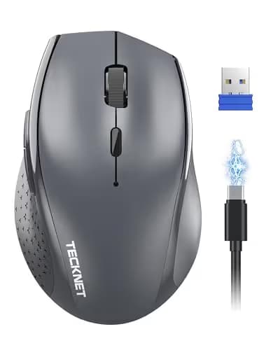 TeckNet Classic 2.4G Portable Optical Wireless Mouse with USB Nano Receiver for Notebook,PC,Laptop,Computer,6 Buttons,30 Months Battery Life,4800 DPI,6 Adjustment Levels image