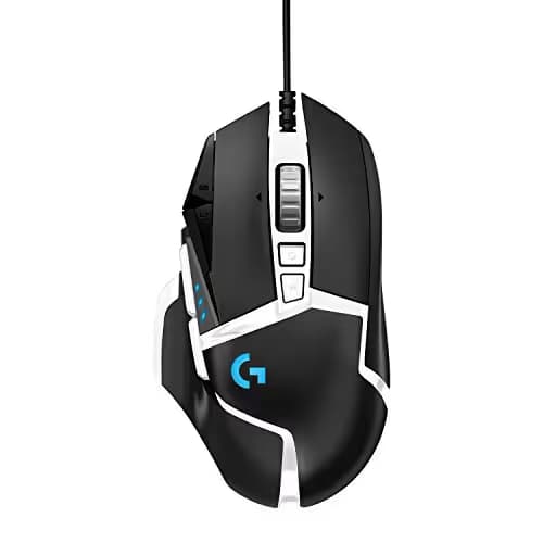 Logitech G502 Hero High Performance Gaming Mouse Special Edition, Hero 16K Sensor, 16 000 DPI, RGB, Adjustable Weights, 11 Programmable Buttons, On-Board Memory, PC/Mac - Black/White image