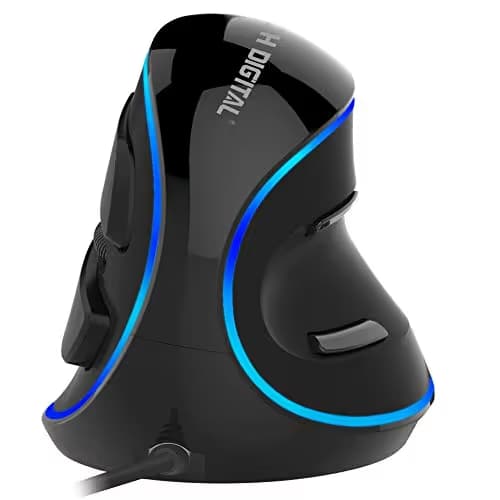 J-Tech Digital Wired Ergonomic Vertical USB Mouse with Adjustable Sensitivity (600/1000/1600 DPI), Scroll Endurance, Removable Palm Rest & Thumb Buttons [V628] main image