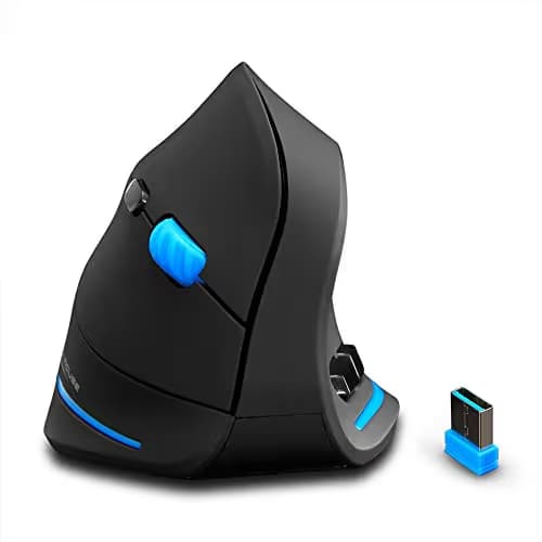 ZLOT Vertical Wireless Mouse,2.4G USB Optical Ergonomic Mice with 3 Adjustable DPI 1000/1600/2400 and 6 Buttons for Laptop, PC, Computer, Desktop, Black main image