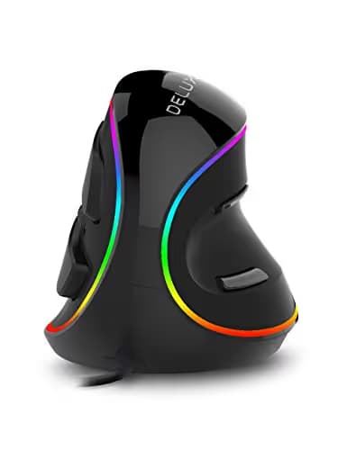Delux Ergonomic Vertical Mouse, Wired Optical Mouse with RGB Lighting, 6 Buttons, Removable Wrist Rest, 5 Adjustable DPI (800-1200-1600-2400-4000 DPI) for Laptop PC Computer (M618Plus RGB-Black) main image