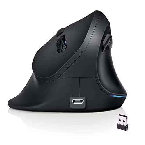 AUTLEY Wireless Vertical Mouse, 2.4G Optical Wireless Silent Ergonomic Mouse for Large Hands, for Laptop, Computer, Desktop, with Adjustable 800/1200/1600 DPI (Silent Click) image