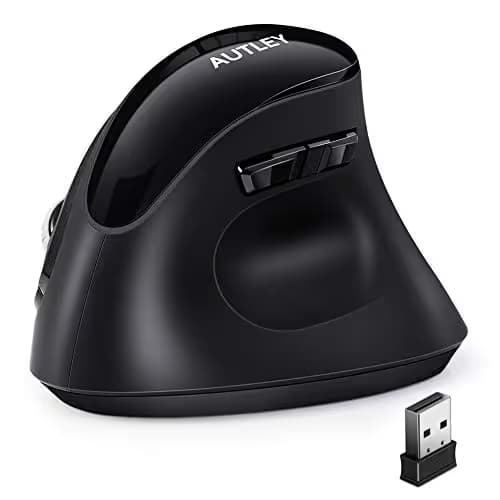 AUTLEY Ergonomic Mouse, 2.4G Wireless Vertical Mouse Optical Wireless Mouse with 800/1200/1600 DPI, for Laptop, PC, Computer, MacBook, Black image