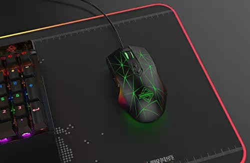 Ajazz AJ52 Watcher RGB Gaming Mouse, Programmable 7 Buttons, Ergonomic LED Backlit USB Gamer Mice Computer Laptop PC, for Windows Mac OS Linux, Star Black image