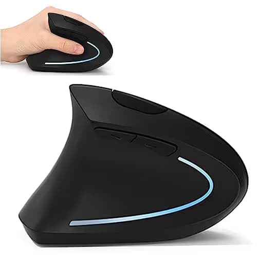 Left Handed Mouse, Lekvey Wireless 2.4G USB Left Hand Ergonomic Vertical Mouse, Less Noise - Black image
