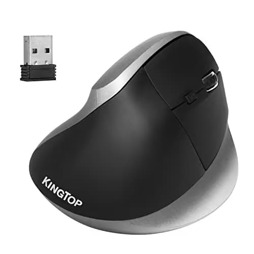 KINGTOP Vertical Mouse Ergonomic Optical Wireless Mouse Rechargeable for Notebook, PC, Laptop, Computer, Desktop, 6 Adjustable DPI Levels 6 Buttons Reduces Hand/Wrist Pain main image