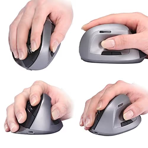KINGTOP Vertical Mouse Ergonomic Optical Wireless Mouse Rechargeable for Notebook, PC, Laptop, Computer, Desktop, 6 Adjustable DPI Levels 6 Buttons Reduces Hand/Wrist Pain image