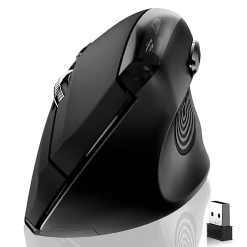 Memzuoix Wireless Ergonomic Mouse, Upgraded 2.4G Optical Wireless Vertical Mouse with Adjustable DPI 800/1600/2400, Pinky Finger Rest for Large Hands image