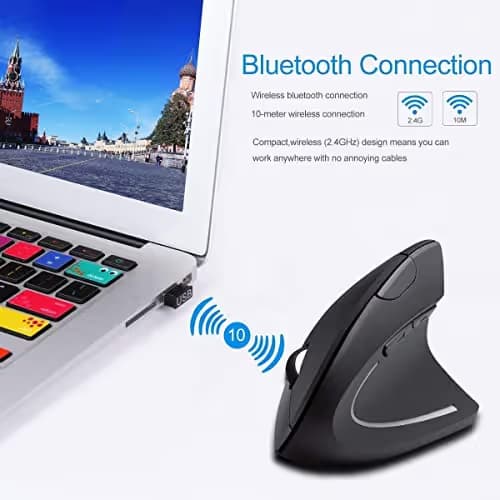 More&Better Wireless Vertical Mouse 2.4G USB Rechargeable Ergonomic Optical Computer Mouse, Black image
