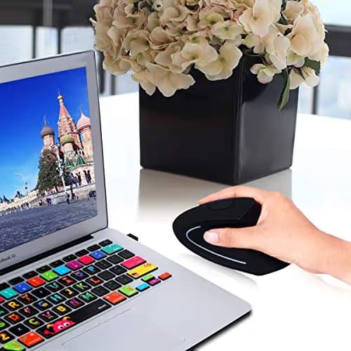 Neverstop Wireless Vertical Mouse, 2.4G Wireless Ergonomic Optical Mouse with 3 Adjustable 800/1200 /1600 DPI, 6 Buttons Compatible Laptop, PC, Computer, Desktop, Notebook image