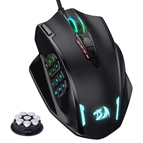 Redragon M908 Impact RGB LED MMO Mouse with Side Buttons Laser Wired Gaming Mouse with 12,400DPI, High Precision, 19 Programmable Mouse Buttons main image