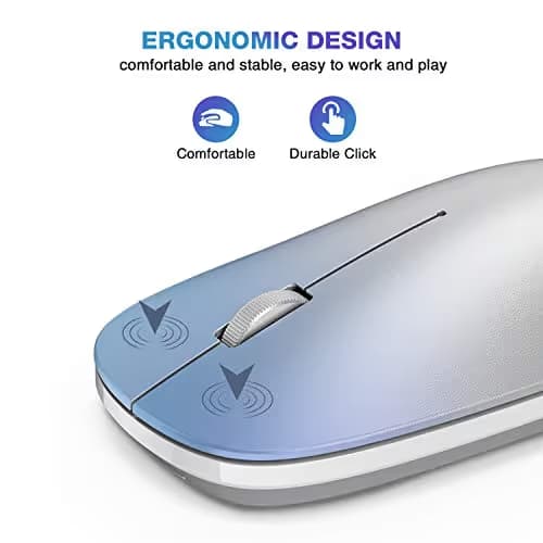 OMOTON Bluetooth Mouse for iPad and iPhone (iPadOS 13 / iOS 13 and Above), Ultra-Thin Wireless Mouse Compatible with Bluetooth Enabled Computer, Laptop, PC, Notebook, and Mac Series, Silver image