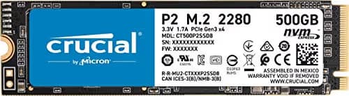 Crucial P2 500GB M.2 SSD PCIe 3.0 NVMe image