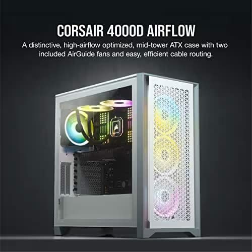 Corsair 4000D AIRFLOW Tempered Glass Mid-Tower ATX Case - White image
