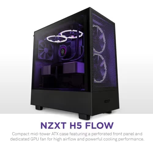NZXT H5 Flow (2022) ATX Mid Tower Black with Tempered Glass Side Panel image