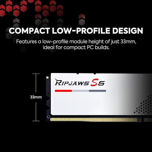 G.SKILL Ripjaws S5 Series (Intel XMP 3.0) DDR5 RAM 64GB (2x32GB) 5200MT/s CL36-36-36-83 1.25V Desktop Computer Memory UDIMM - Matte White image